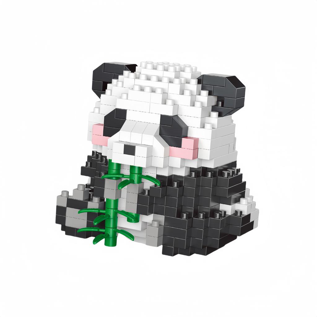 Knew Built Adorable Panda Micro Mini Building Blocks: Various Shape with Charming Apple and Bamboo Perfect Playmate ToysGift