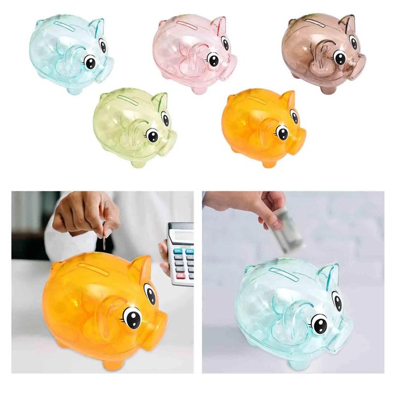 1PC Collectible Saving Box Reusable Coin Money Cash Transparent Money Box For Gift Kids Pig Figure Ornament Storage Bank
