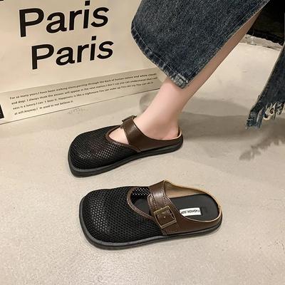 Summer and Autumn New Half Outside To Wear Female Slippers Female Thick Bottom Wrap Head Half Slippers Sandals