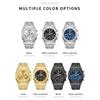 Waterproof Mens Chronograph Watches Steel Strap Moon Phase Calendar Frosted Metal Casual Wrist Watch