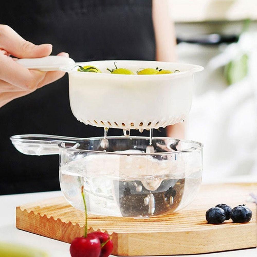 Cute Drain Basket 2 in 1 Vegetable Storage Basket Multipurpose Drainage Bowl Wash Fruit