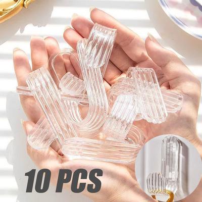 Crochet adhésif transparent en acrylique, 10/5 pièces, crochet pour vêtements, cuisine, salle de bains, mur sans trous, support adhésif fort, organisateur de maison