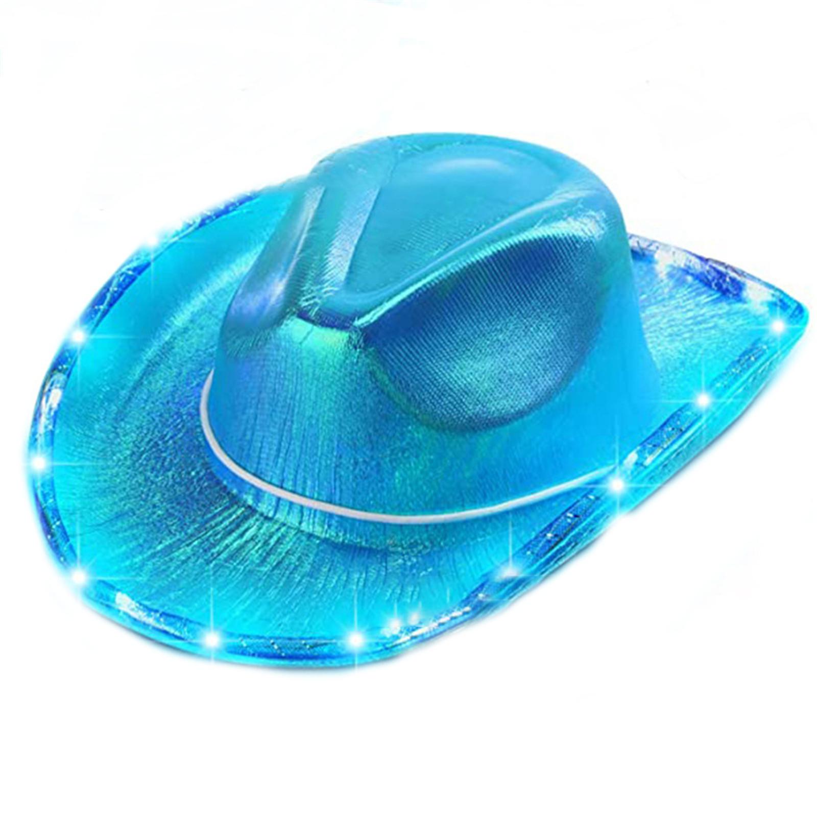

Carnivals Illuminated Cowboy Hat with LED Wide Brim Bridal Western Style Fedoras Hat for Outdoor Photoshoots Supplies синій
