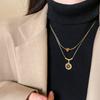 New Double-Layer Brown Stone Pendant Necklace for Women Girls Charm Aesthetic Vintage Tiger Eye Stone Beads Y2K Jewelry Gifts