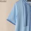 ZANZEA Women Casual Round Neck Summer Short Sleeve Print Dress