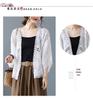Korean-Style Women's Hollow Lace Batwing Sleeve Cotton Cardigan - Summer Retro Long Sleeve Top