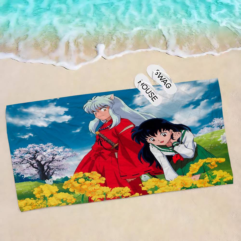 Japanese Anime Inuyasha Big Microfiber Beach Towels Quick Dry Towel Sand Beach Towels Pool Towel for Travel Swim Pool Yoga