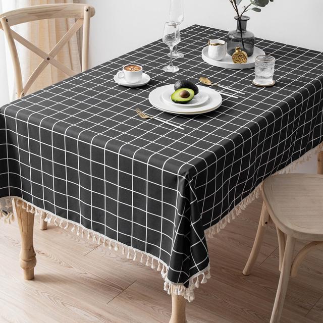 

Прямоугольная хлопковая и льняная скатерть, водонепроницаемая, противообрастающая, скатерть для обеденного стола на открытом воздухе 90x140cm