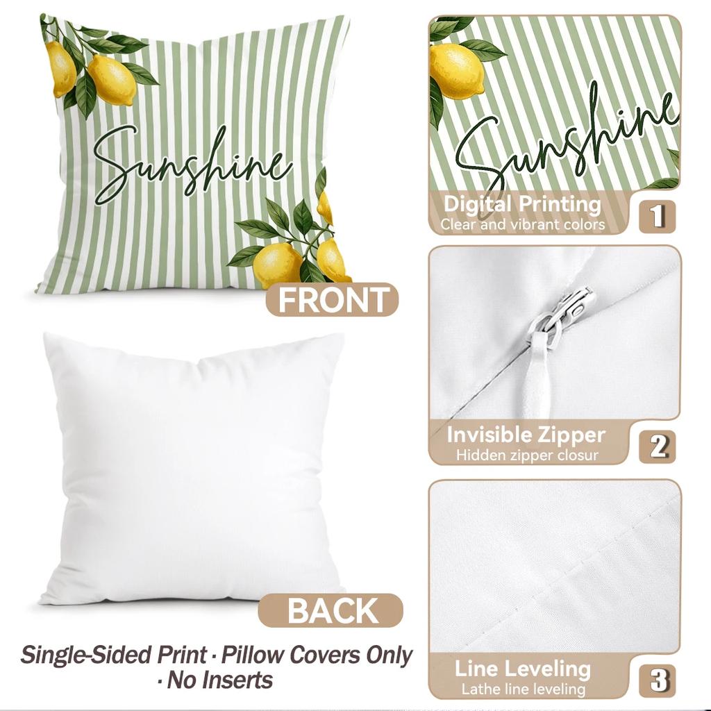 1pcs/4pcs Striped Lemon Cushions Pillowcase Polyester Cushion Cover Throw Pillow Pillowcover Home Car Sofa Decor