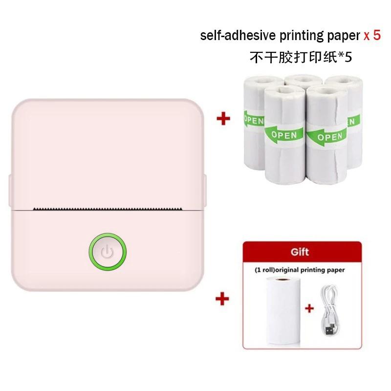 Portable Mini Printer Wireless Thermal Pocket Printers Self-Adhesive Paper for DIY Diary Stickers Quick Printing Conveniently