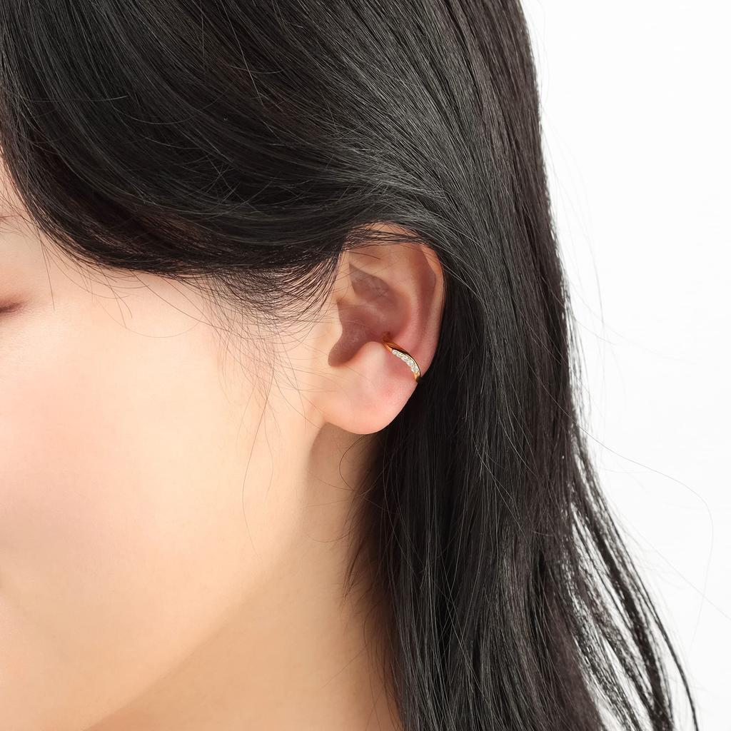 ESTELLE Silver Yellow Gold Plated Cubic Zirconia Ear Cuff (Single) 0777-0006-0000-0000