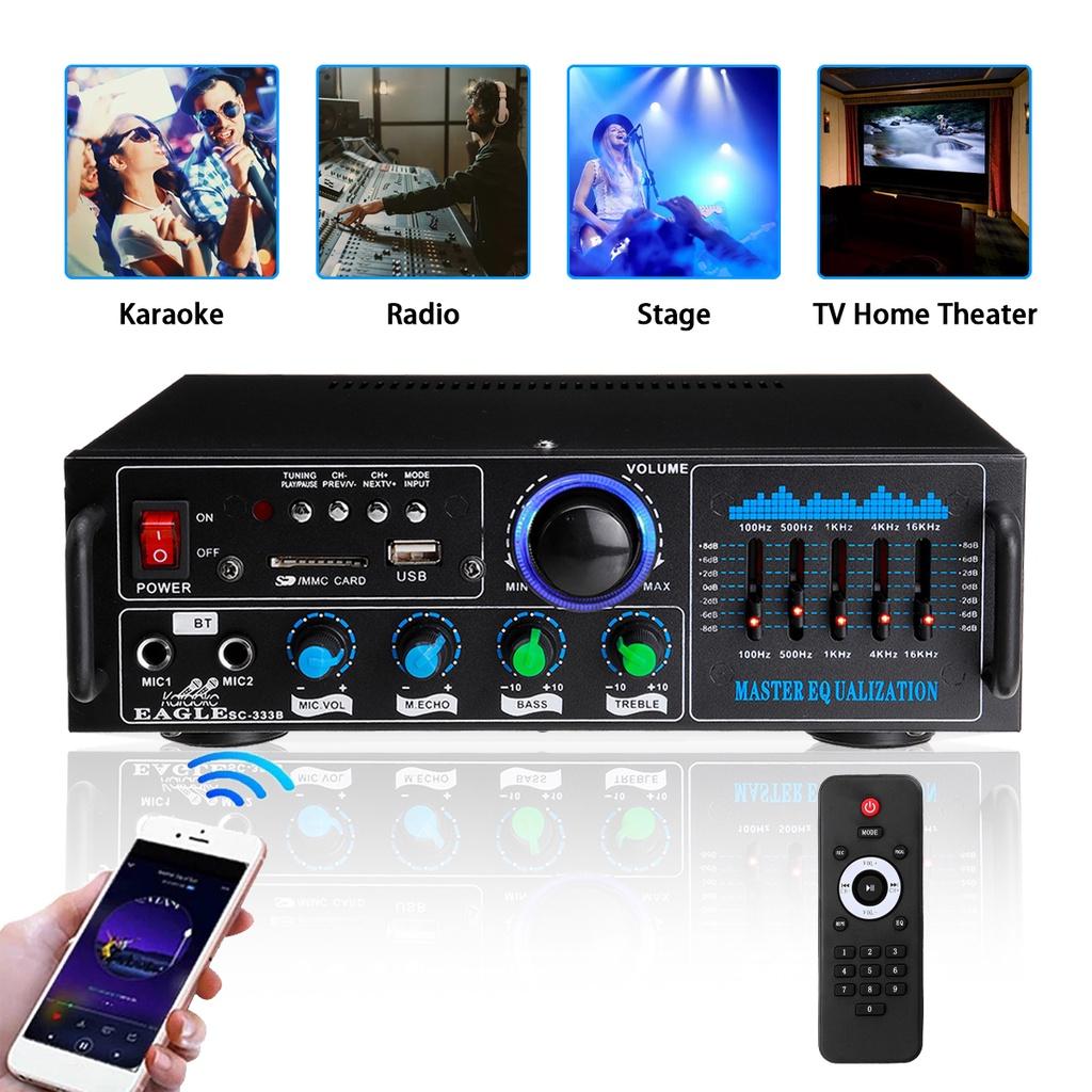 2000W 2 Micphone 220V FM AUX USB SD AMP Home Cinema Karaoke Remote Control Stereo Amplifier bluetooth Surround Sound Mixer