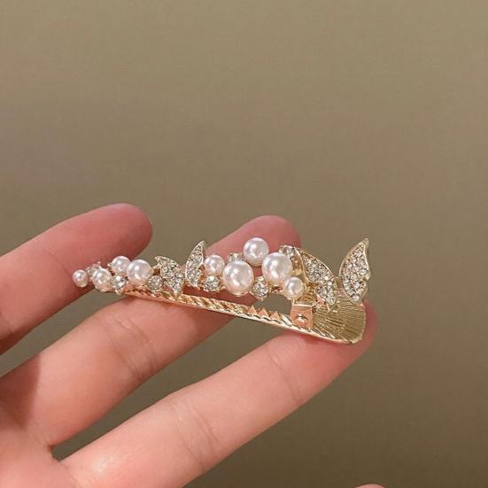 Girl Hairpin Imitation Pearls Fairy Butterfly Design Side Bang Hair Clip