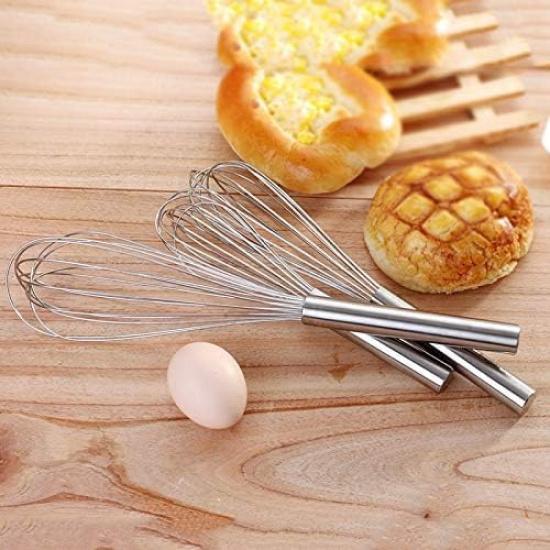 Stainless Steel Whisks with 3 Packs 8"+10"+12" Kitchen Whisk Set Kitchen Whip Kitchen Utensils Wire Whisk Balloon Whisk Set for Blending Whisking