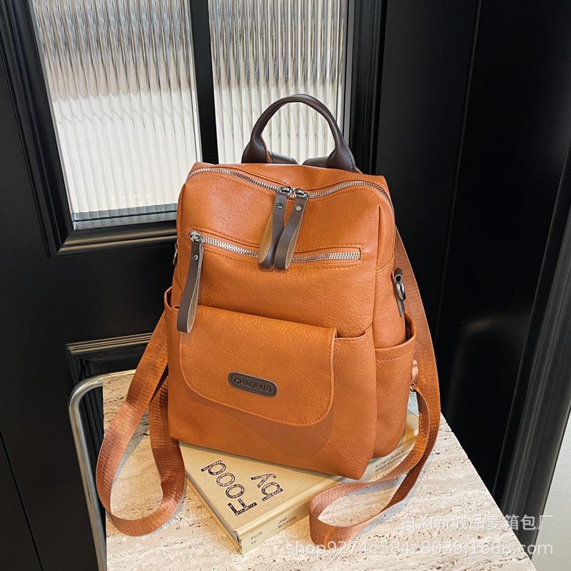 Fashionable retro explosive soft surface commuter bag women's bag 2025 new trendy temperament explosive backpack