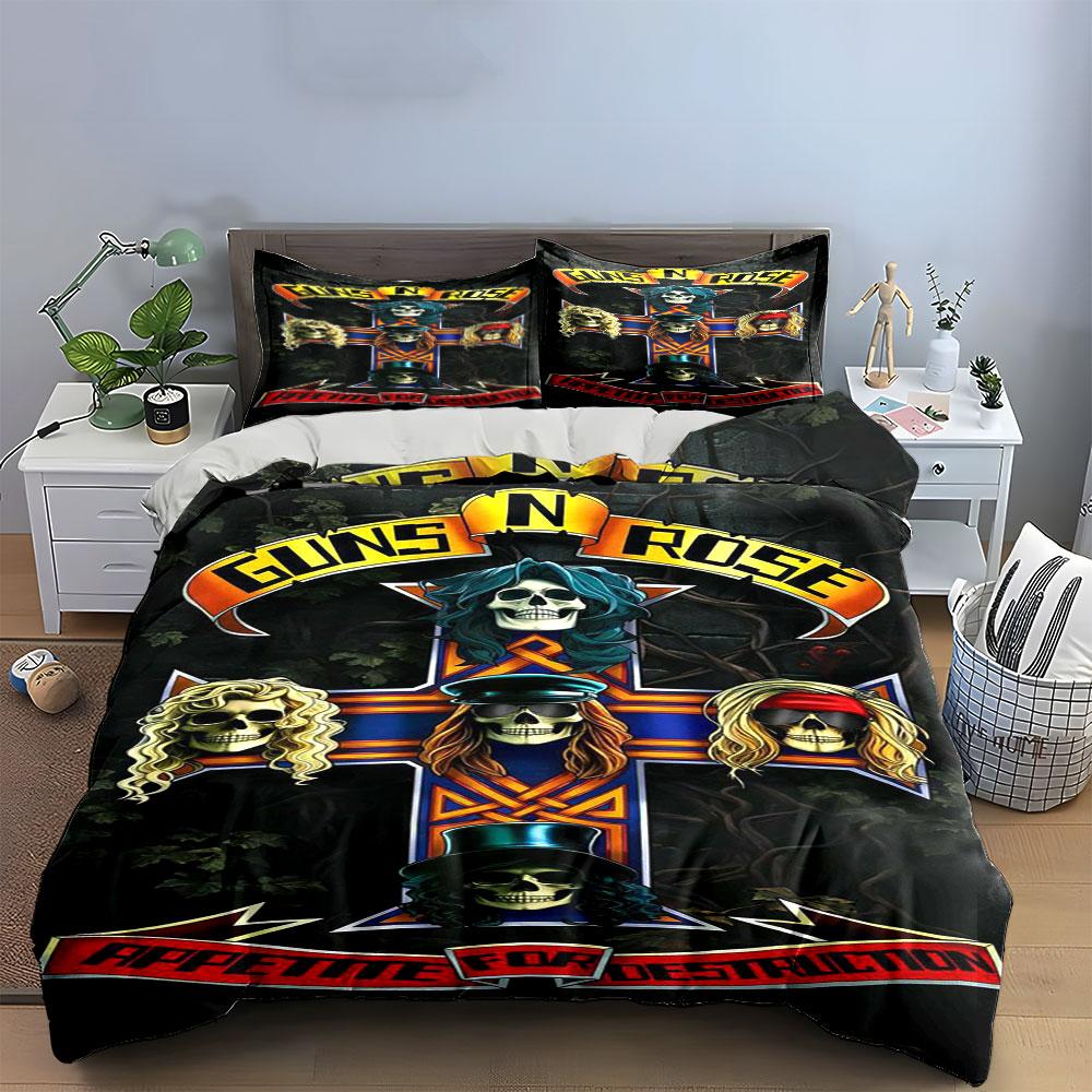 Skeletons on colorful cross. Bedding sets Duvet cover sets Duvet covers Pillowcases(1*Duvet Cover 2*Pillowcases without duvet insert)