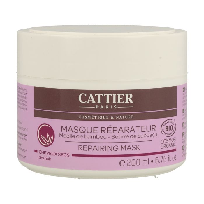 Masque Réparateur Bio - Cattier - 200ml - Cheveux Secs - Texture Riche - 98.7% Naturel