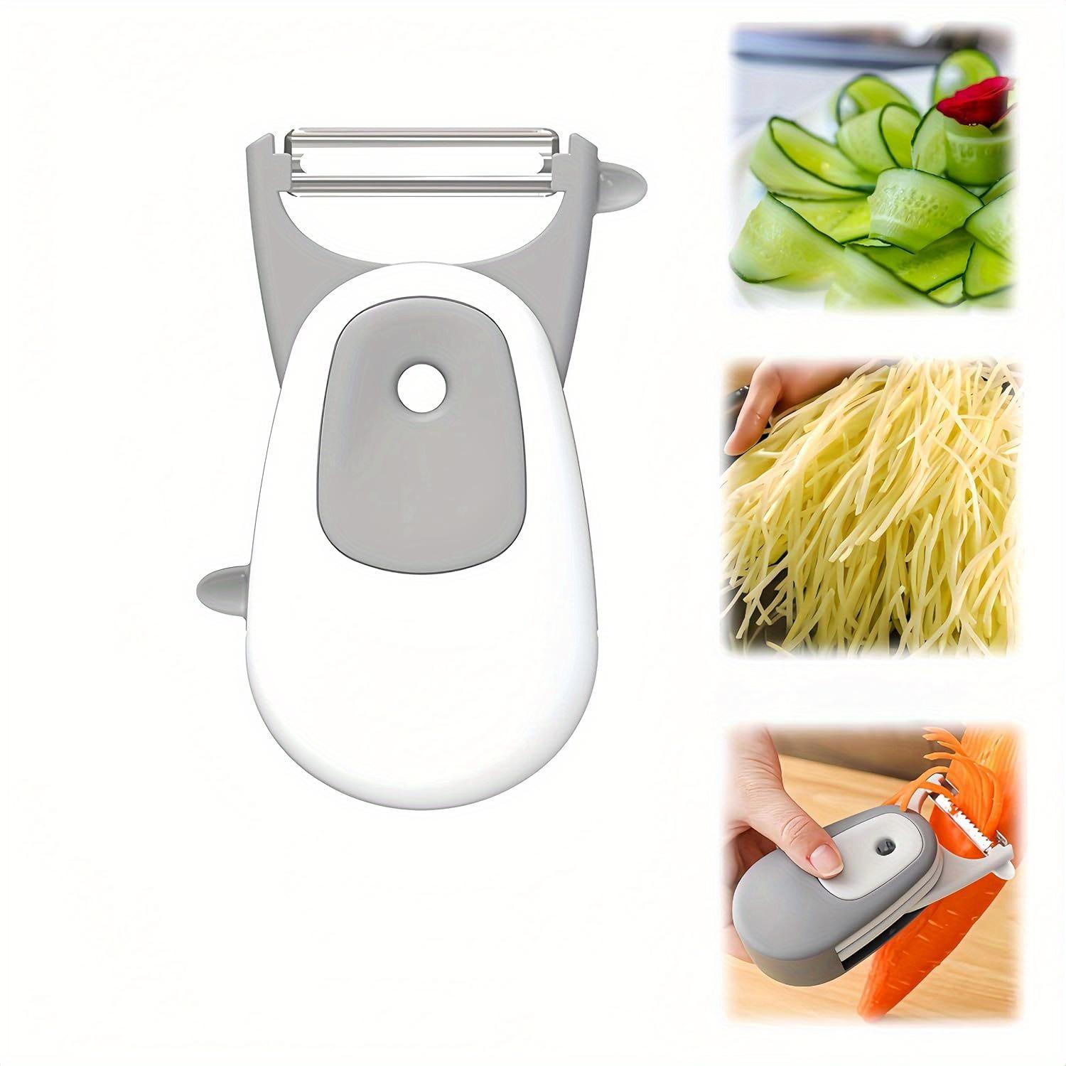 

1 шт. Овощечистка 3 в 1 для фруктов и овощей, кухонная многофункциональная овощерезка, скребок, бытовая овощечистка из нержавеющей стали, складное хранение white