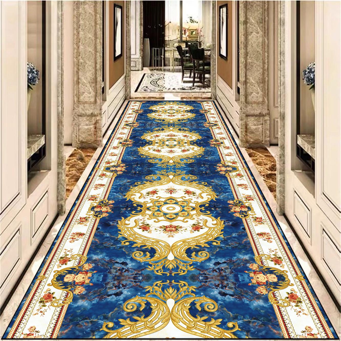 

Европейское украшение Ковер для длинного коридора Великолепные ковры для прихожей Нескользящий коврик для лестницы Домашний коврик-дорожка для прохода Напольный коврик для прохода Настраиваемый 160*200cm