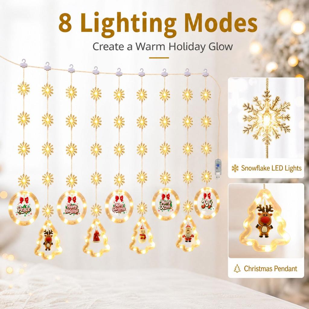 Indoor Christmas String Lights for Holiday Tree, Window and Room Festive Decor