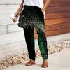 Women Milky Way Printing Pants Lace Up Elastic Waist Loose  Trousers Casual Long Pants Trousers with Pockets