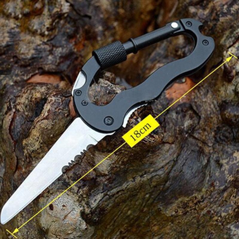 Multifunctional Aluminum Camping Knife Carabiner Keychain Clip with Bottle Opener for Outdoor Activities