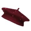 Kids Pearl Decor Beret Hat, Girls French Style Wool Painter Beret, Autumn Winter Warm Beanie Cap for 2‑6 Years Old, Head Circumference 48‑53cm