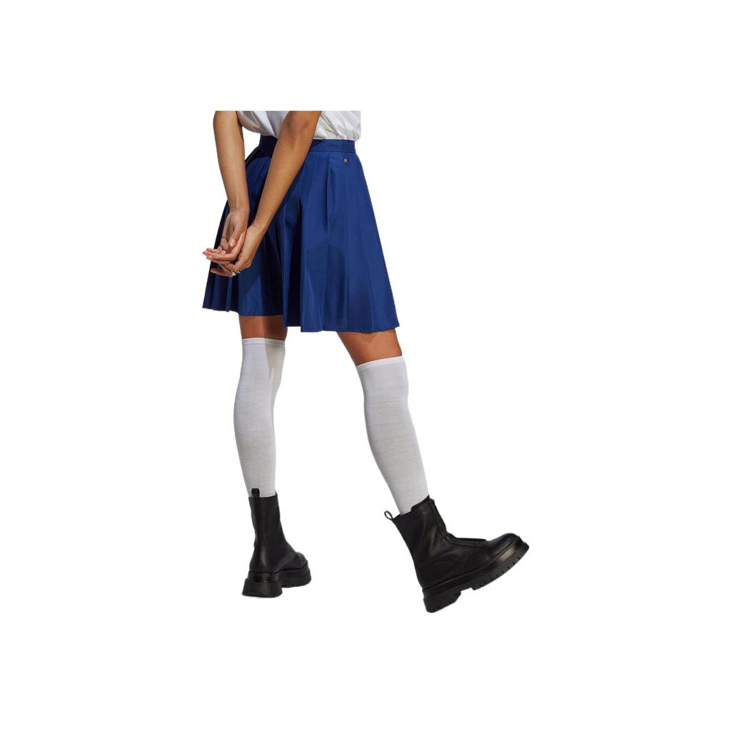 Adidas Solid Logo Pleated High-Waist Casual Sports Skirt Women Blue IC5235