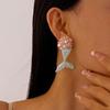 Cute Fishtail Drop Earrings Pearl Beach Style Earrings Sweet Mermaid Resin Earrings  Beach