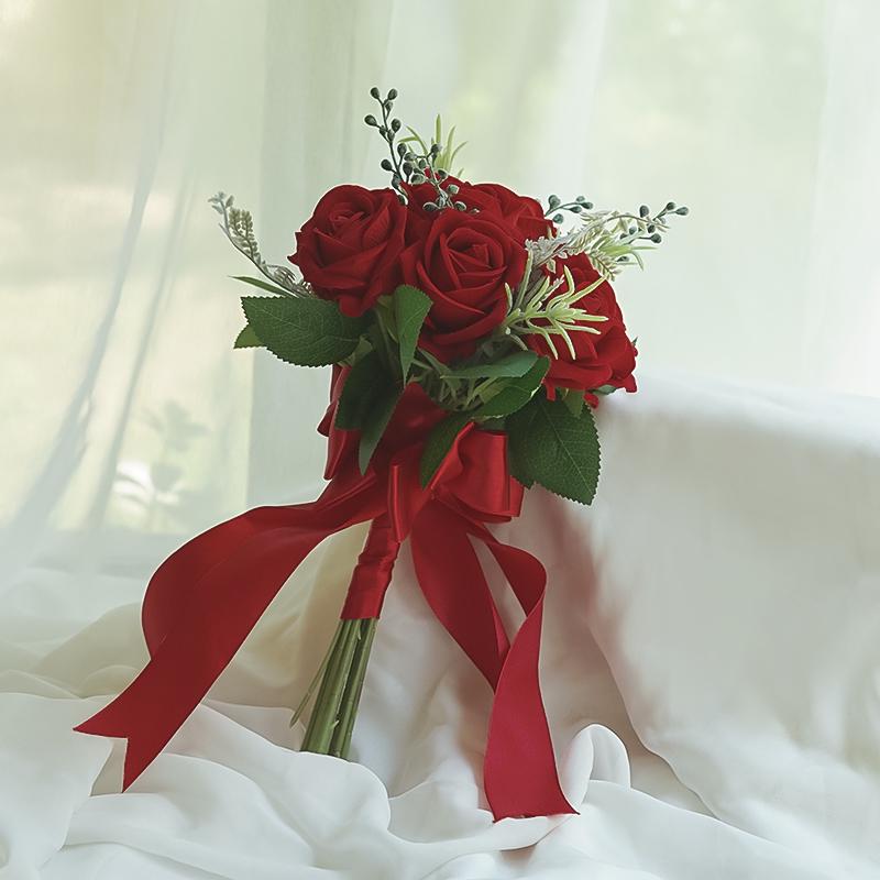 Bouquet Sposa Eucalipto Stile Foresta - Composizione Floreale Artificiale a Mano per Matrimoni & Arredo Casa