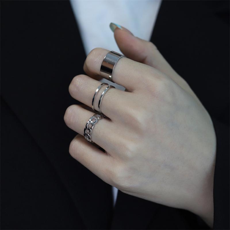 Minimalist Three-Piece Women's Ring Set: Trendy Open Tail, Index Finger, and Band Designs