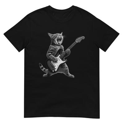 Gatto che suona la chitarra Rock Star Rock and Roll T-shirt per Uomo Donna Bambino