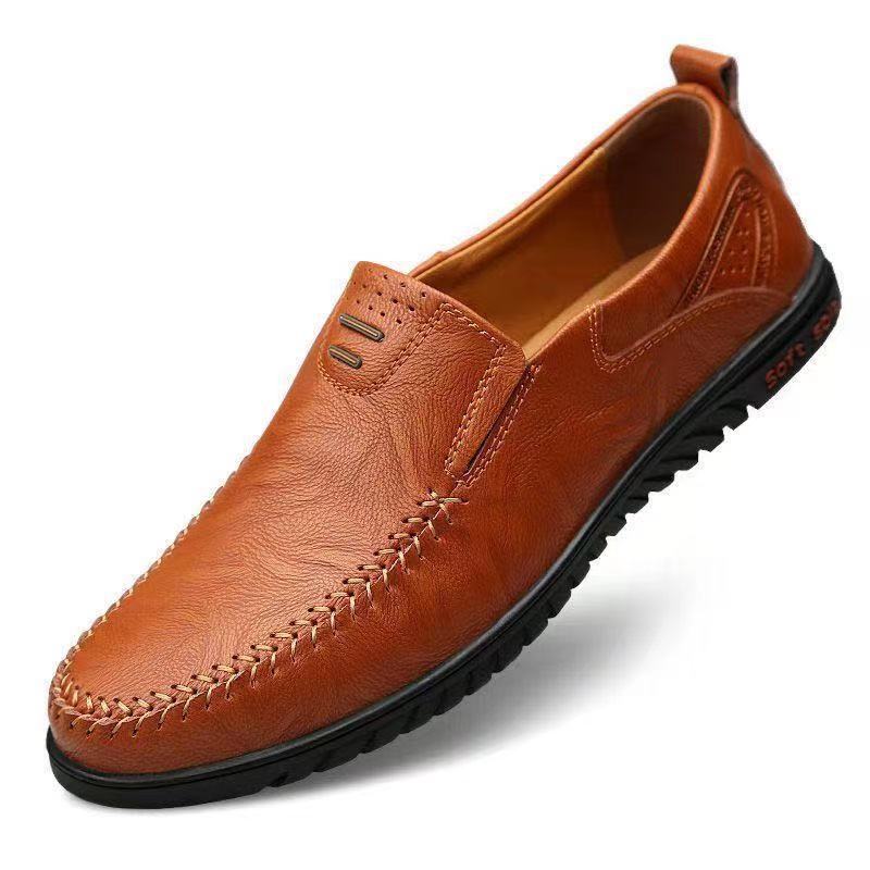 New Autumn Men's Leather Shoes Lightweight Breathable Casual Shoes Breathable Trendy Men's Shoes British Style Business Leather Shoes