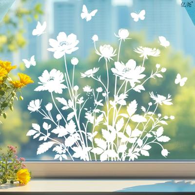 Glass Sticker Waterproof PVC Double Sided Design Sun Flower Pattern Window Decals Glass Doors Windows Home Decor