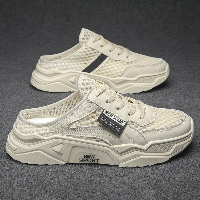 

Летние полушлепанцы с сеткой, дышащие, легкие летние сандалии, сетчатые полушлепанцы, спортивная обувь, пляжная обувь на шнуровке 39 бежевый