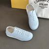 Leather little white shoes women's spring and summer new lace breathable mesh flat-soled casual shoes