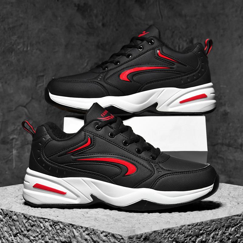 Large Size Sports Shoes Men's Outdoor Leisure Travel Shoes Autumn and Winter New Trendy Shoes Youth Running Shoes Fleece Thicker