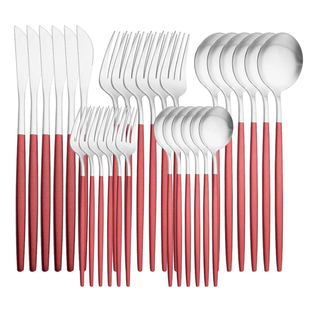 30PCS Geschirr Matte Grün Gold Bunte Edelstahl Besteck Messer Dessert Gabel Löffel Party Home Küche Geschirr Besteck Set