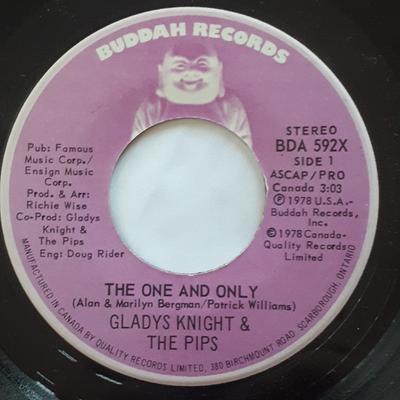 7inch Record GLADYS KNIGHT & THE PIPS - The One And Only / Pipe Dreams BDA592X Buddah Records 1978 Canada Soul/Funk Used