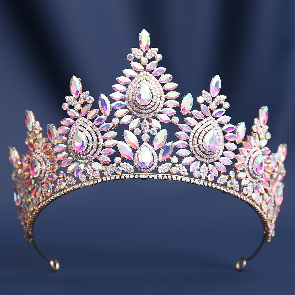 DIEZI Vintage Fashion Luxury Opal Rhinestone Crystal Tiara For Women Wedding Party Elegant Bridal Bride Crown Hair Accessories
