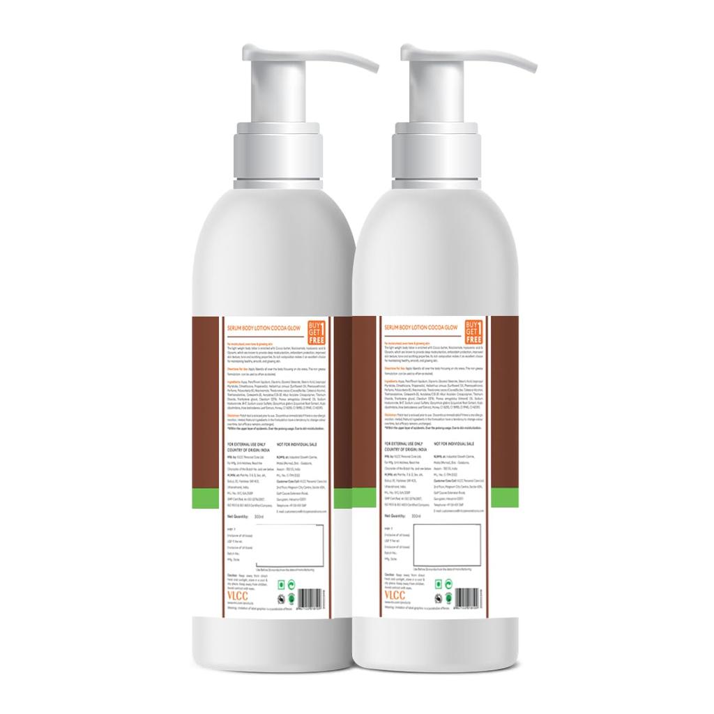 VLCC Cocoa Glow Deep Hydrating Serum Body Lotion 300ml X Pack of 2 with Hyaluronic Acid & Niacinamide for Soft Glowing Skin