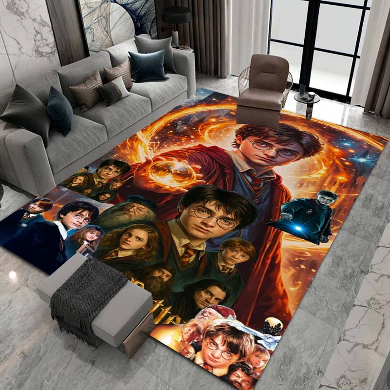 3D Printed Harry Potter Classic Fantasy Adventure Movie Theme Rug, Bedroom Living Room Play Mat