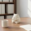 Cat Figurine Cute Sitting Statue Desk Decor for Bookshelf, Office, Living Room White