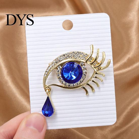 Electroplated Eye Accessory Bling Rhinestone Eyes Brooch Pin, Tear of Angel Lapel Pin Secure Clasp for Women, Sweater Cardigan Coat Suit Decoration