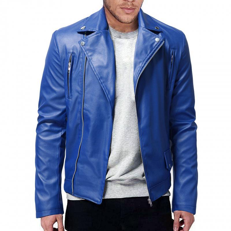 Autumn 2026 Men's Casual European & American Slim Fit Plus Size Motorcycle Leather Jacket
