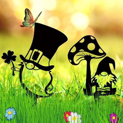 Deko Pilzgnome – Outdoor Metall Gartenornamente, Stilvolle Hofkunst & Rasenstecker, Eisenskulpturen für einen eleganten Garten