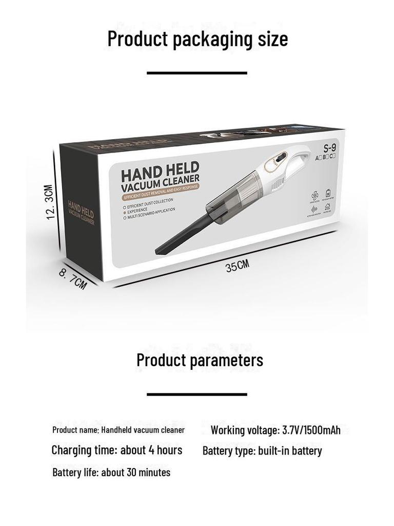 High Power Wireless Charging Handheld Vacuum Cleaner - Perfect for Cars and Desktops!