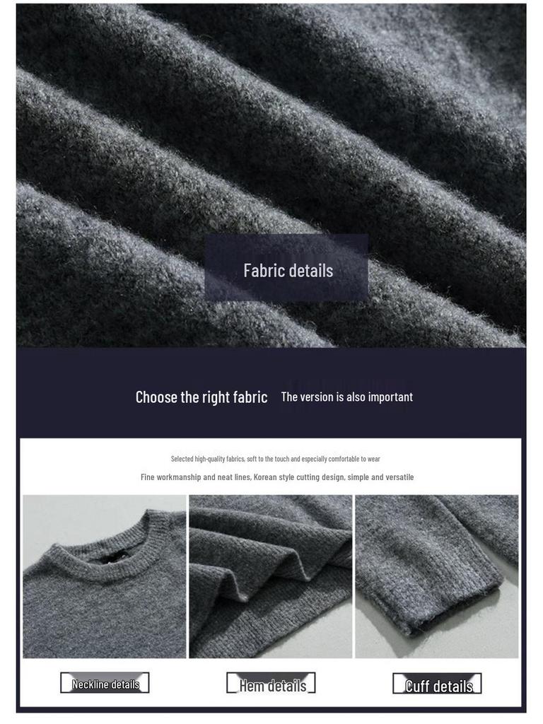 Autumn Men's Retro Korean Lazy Style Knit Pullover Sweater