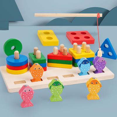 Holz Geometrische Form Klassifizierung Set Spalte Kinder Vorschulerziehung Farberkennung Kognitiven Stapeln Frühe Bildung Spielzeug