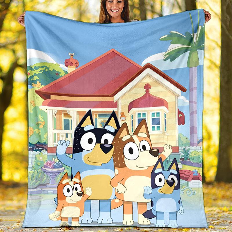 Bluey Theme Printed Blanket Perfect For Couch Bed Travel Outdoor Use Machine Washable Cozy Durable